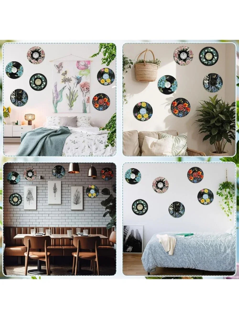 Vintage 12-Inch Vinyl Records Wall Decor | Retro Aesthetic Art for Dorm & Living